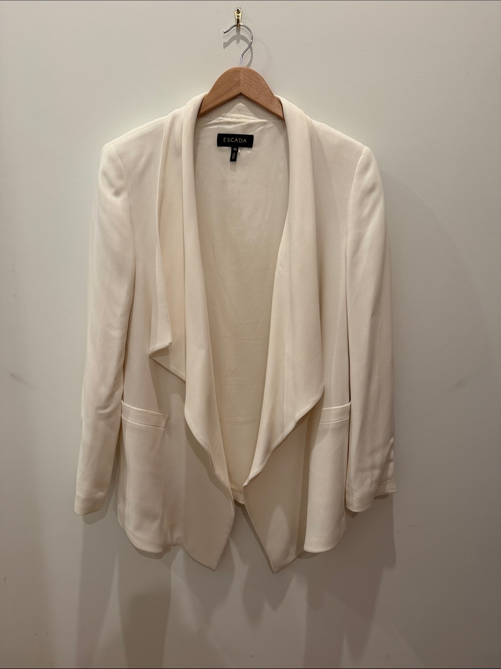 Escada Cream Draped Open-Front Blazer